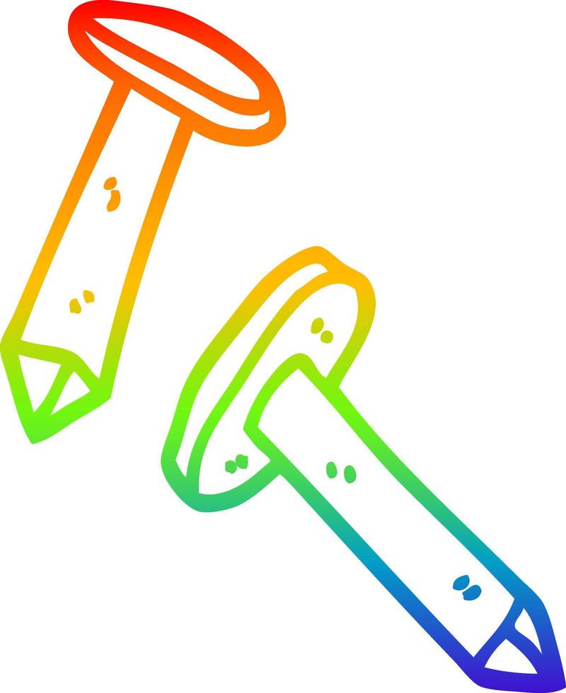 rainbow gradient line drawing cartoon nails vector