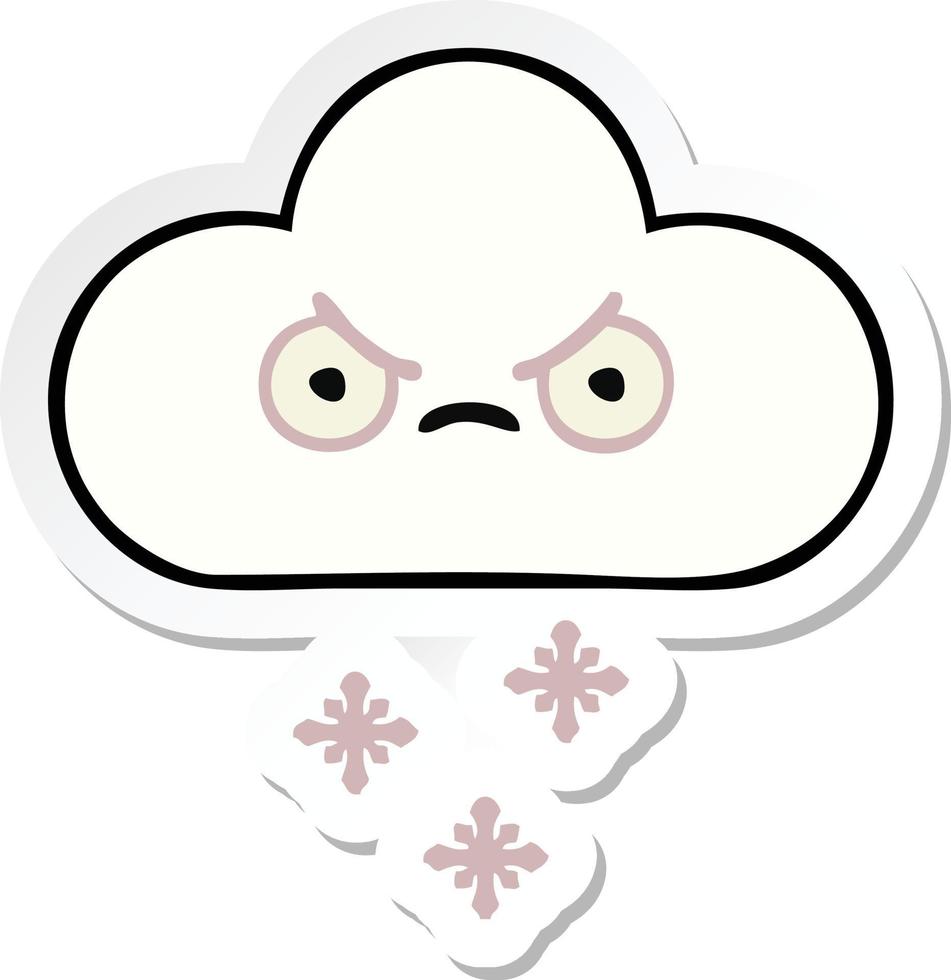 sticker of a cute cartoon snow cloud vector