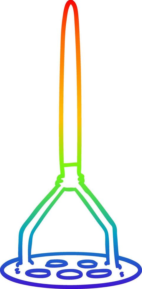 rainbow gradient line drawing cartoon potato masher vector