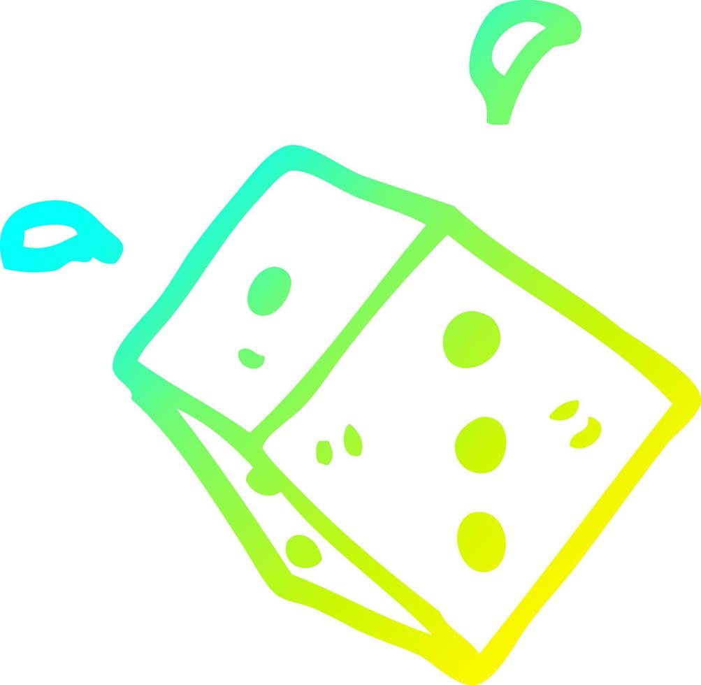 cold gradient line drawing cartoon rolling dice vector