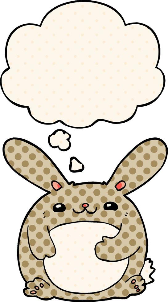 cartoon rabbit and thought bubble in comic book style vector