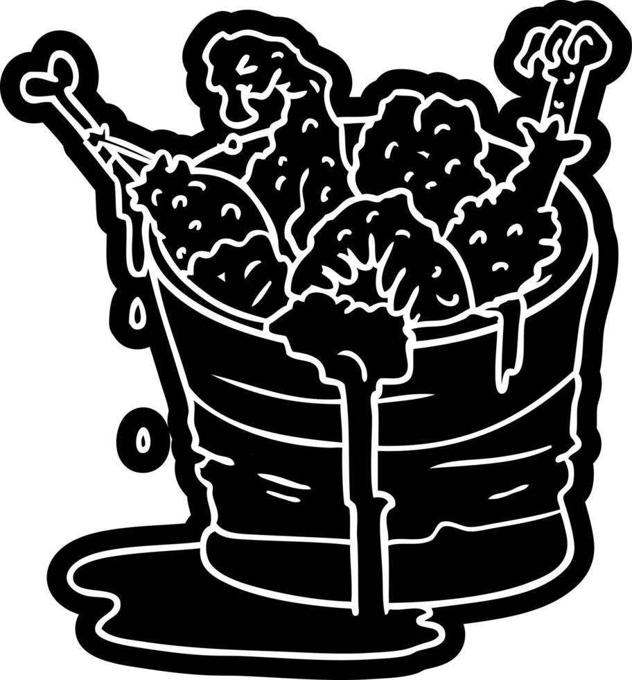 cartoon icon drawing bucket of fried chicken vector