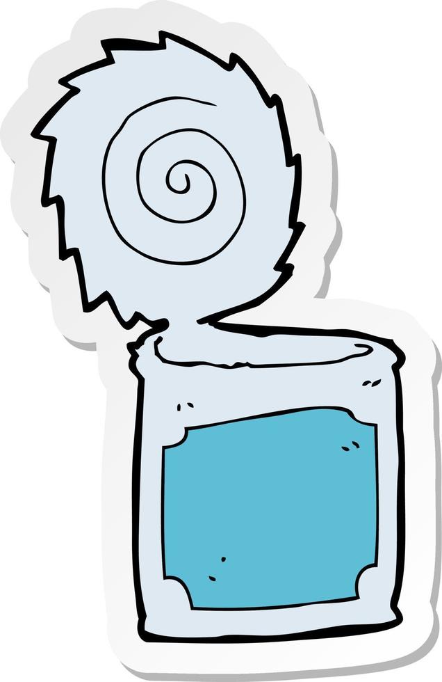 sticker of a cartoon open tin can vector