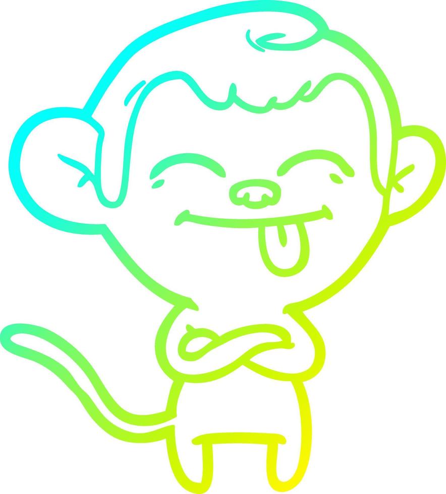 cold gradient line drawing funny cartoon monkey vector