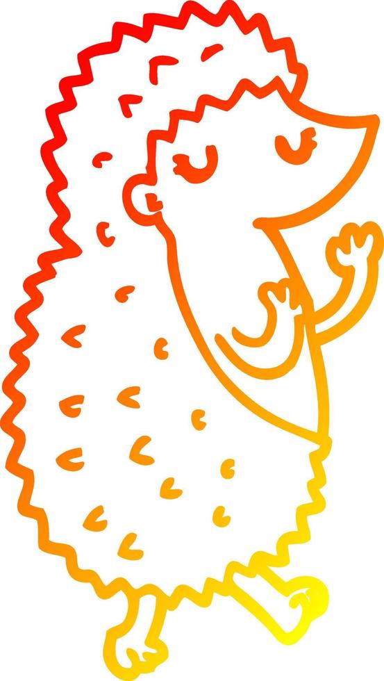 warm gradient line drawing cartoon hedgehog vector