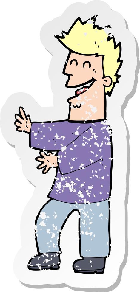 retro distressed sticker of a cartoon laughing man vector
