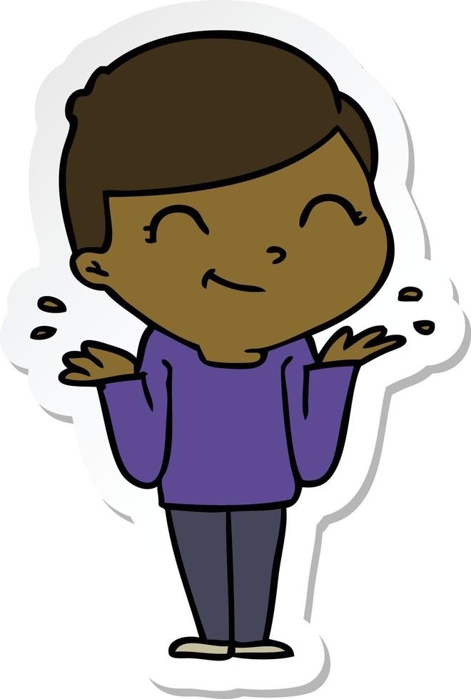 sticker of a cartoon boy smiling vector