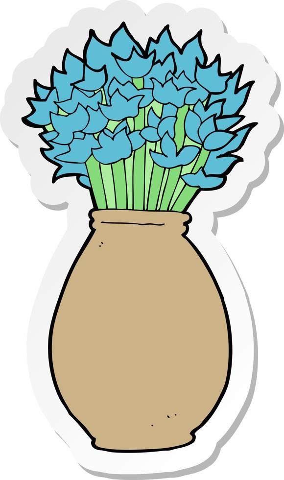 sticker of a cartoon vase of flowers vector