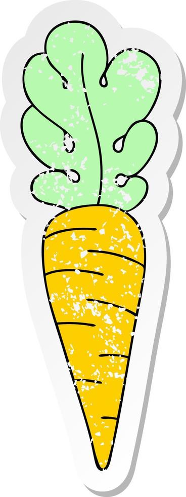 distressed sticker of a quirky hand drawn cartoon carrot vector