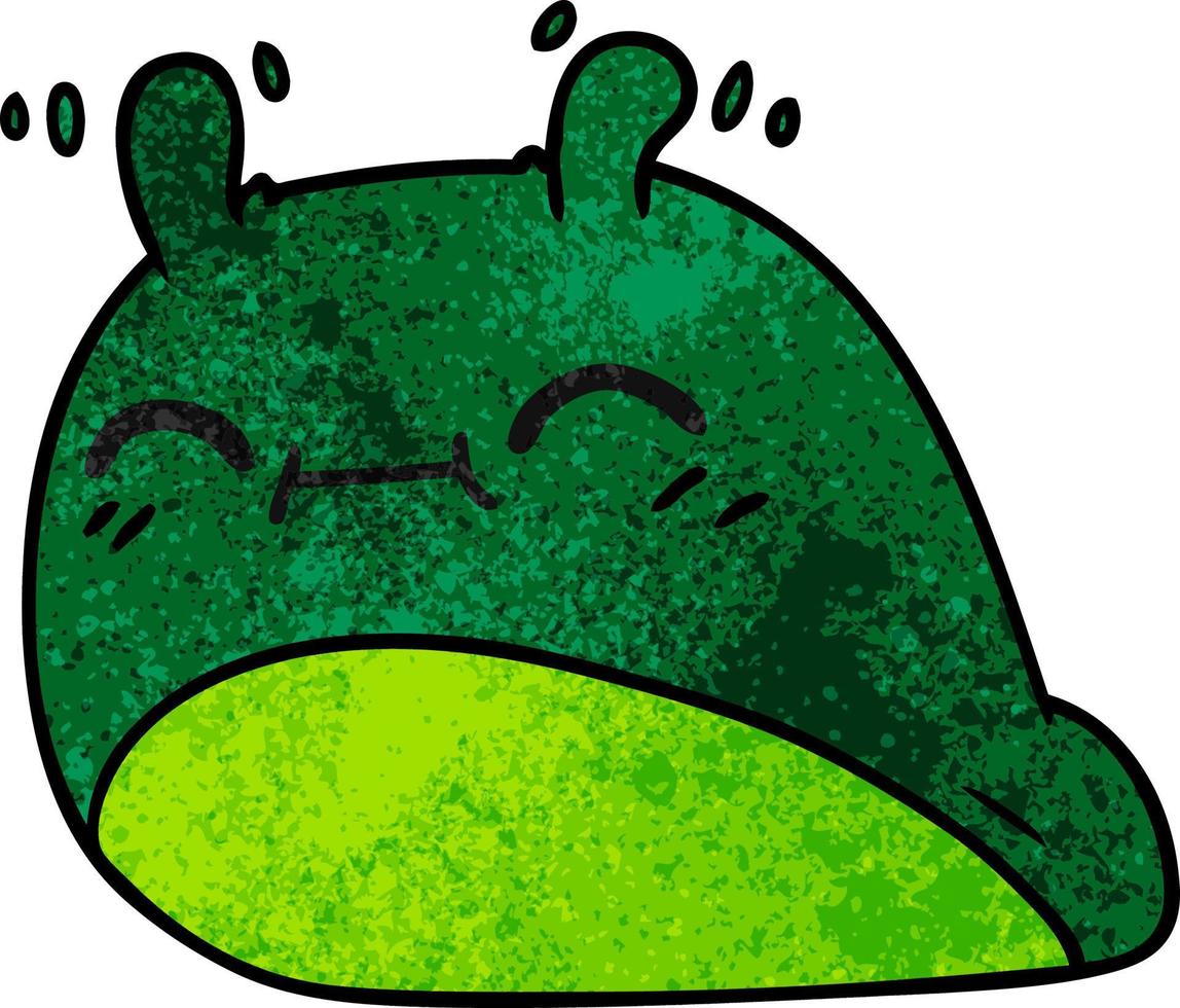 textured cartoon of a happy kawaii slug vector