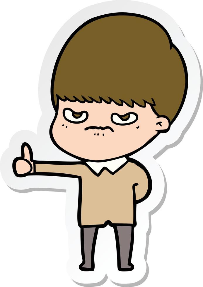 sticker of a angry cartoon boy vector