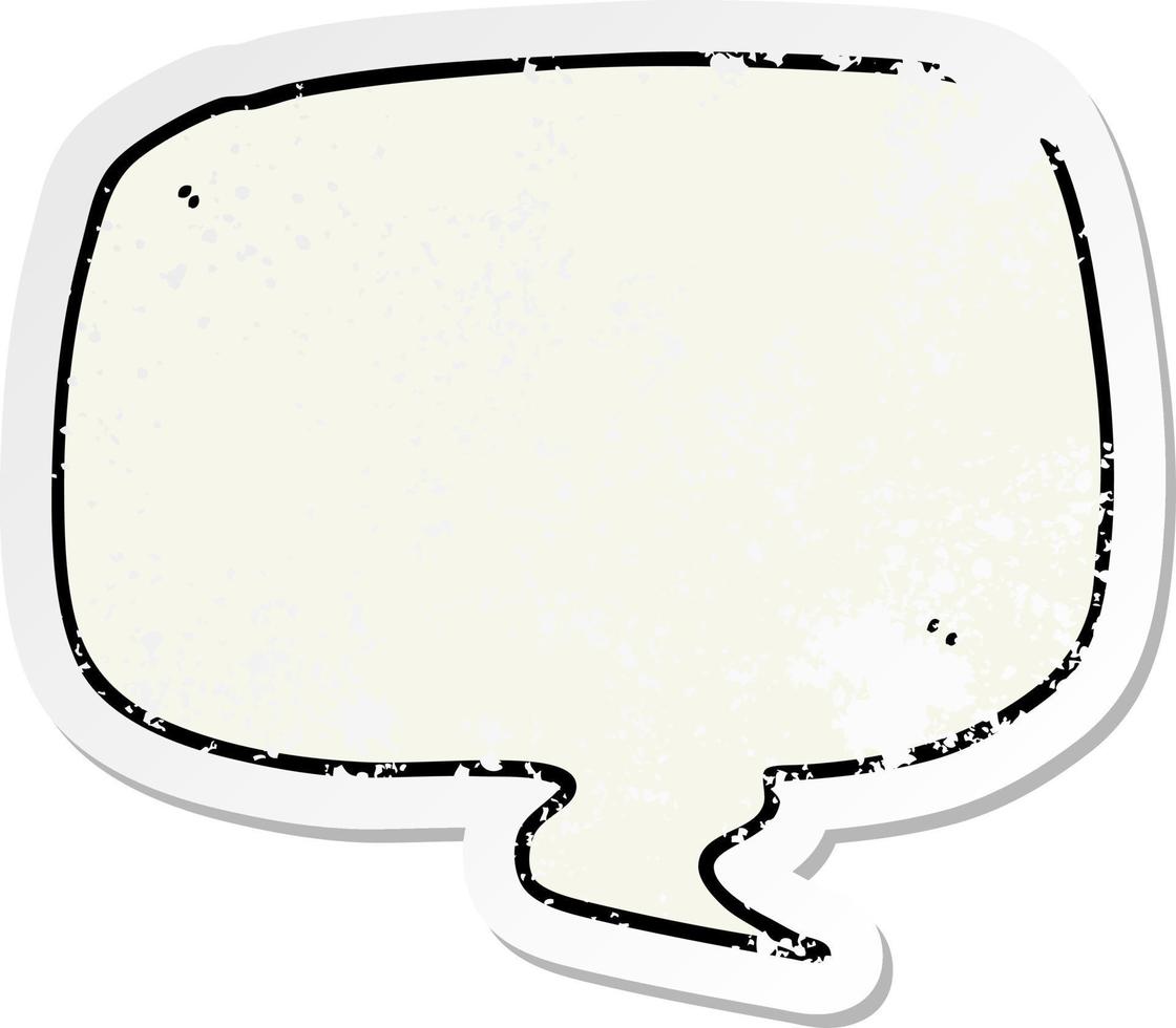 distressed sticker of a cartoon speech bubble vector