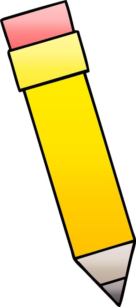 quirky gradient shaded cartoon pencil vector