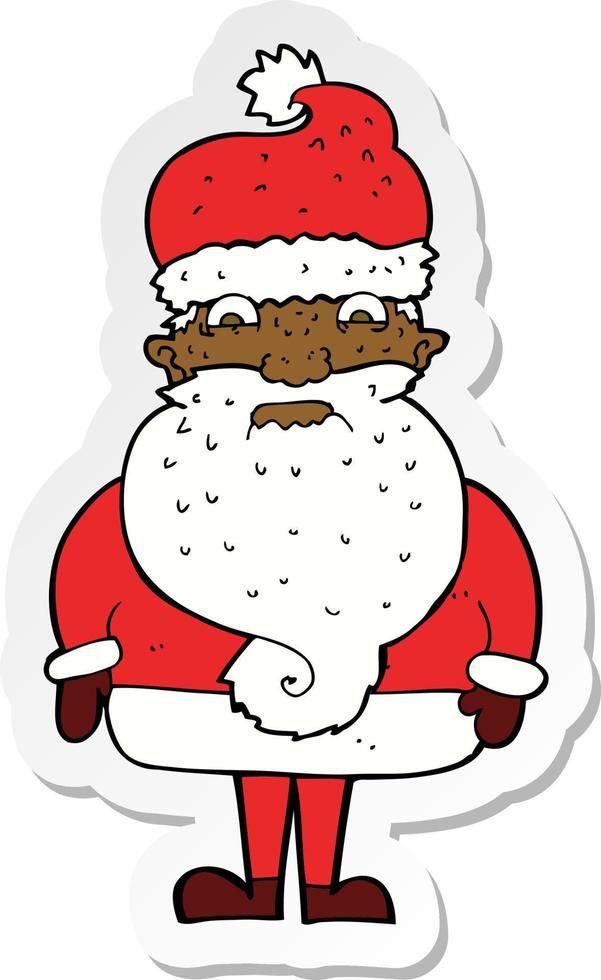 sticker of a cartoon grumpy santa claus vector