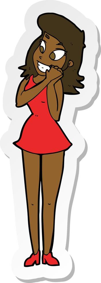 sticker of a cartoon excited woman vector