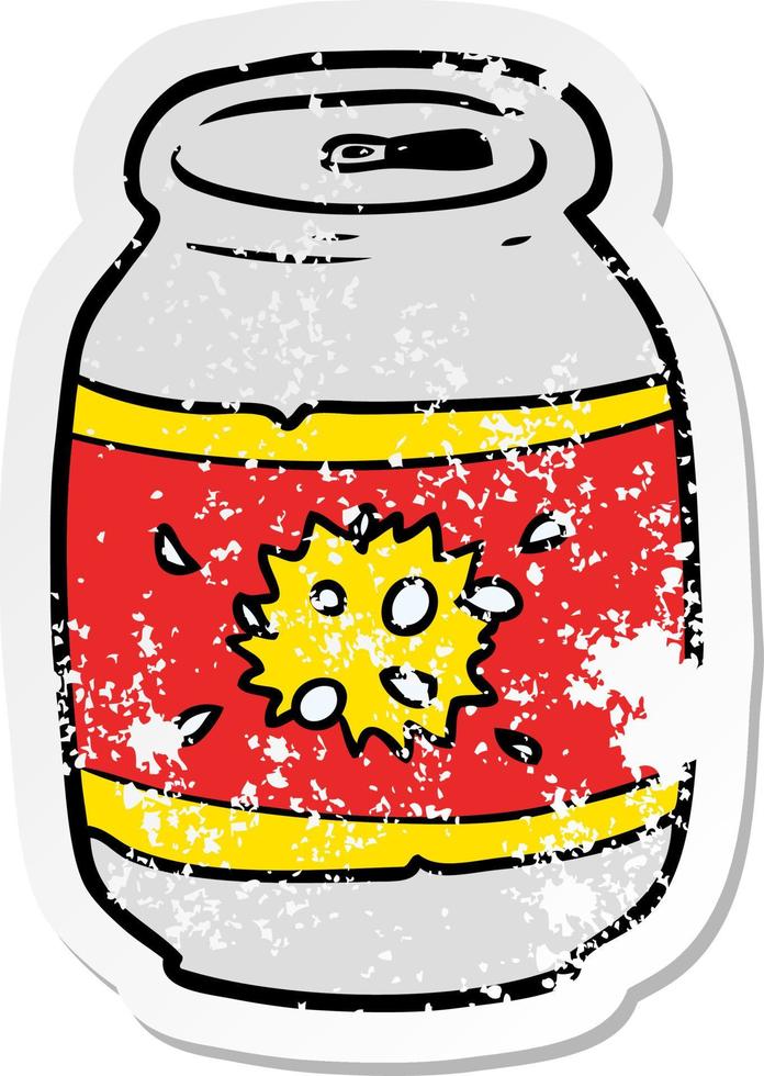 distressed sticker of a cartoon soda can vector