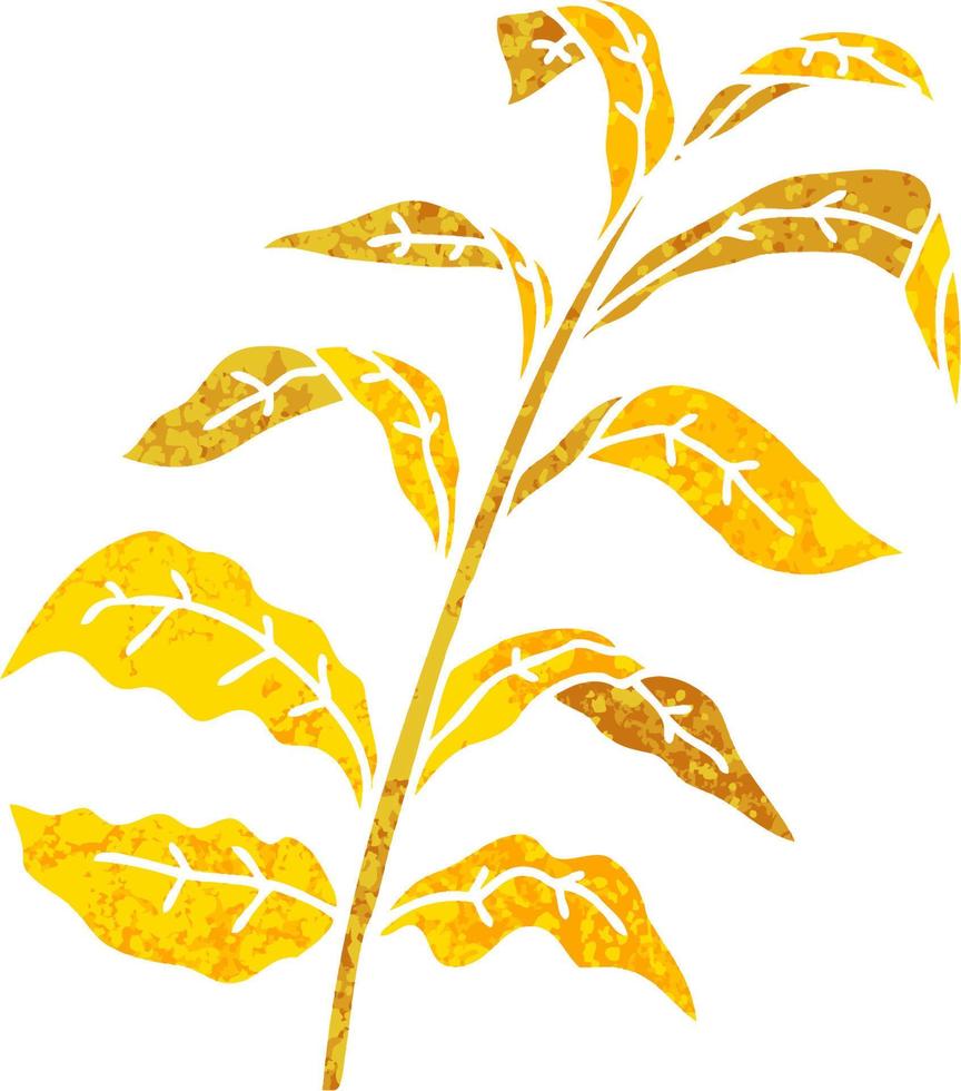 quirky retro illustration style cartoon corn leaves vector