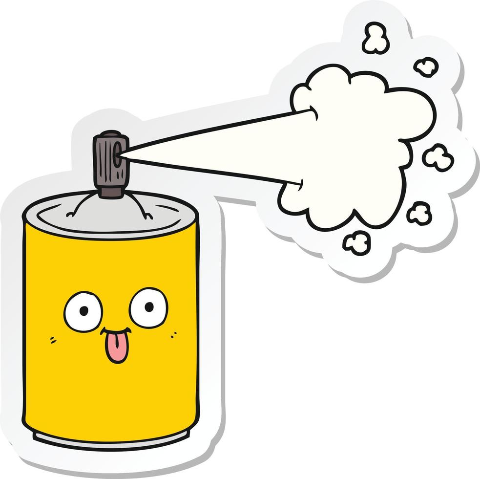 sticker of a cartoon aerosol spray can vector