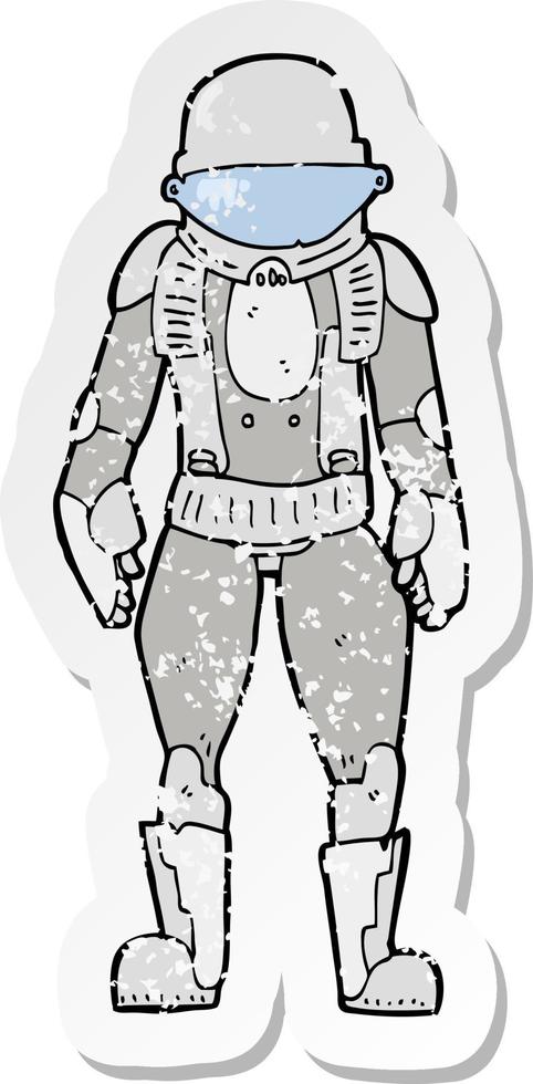 retro distressed sticker of a cartoon astronaut vector