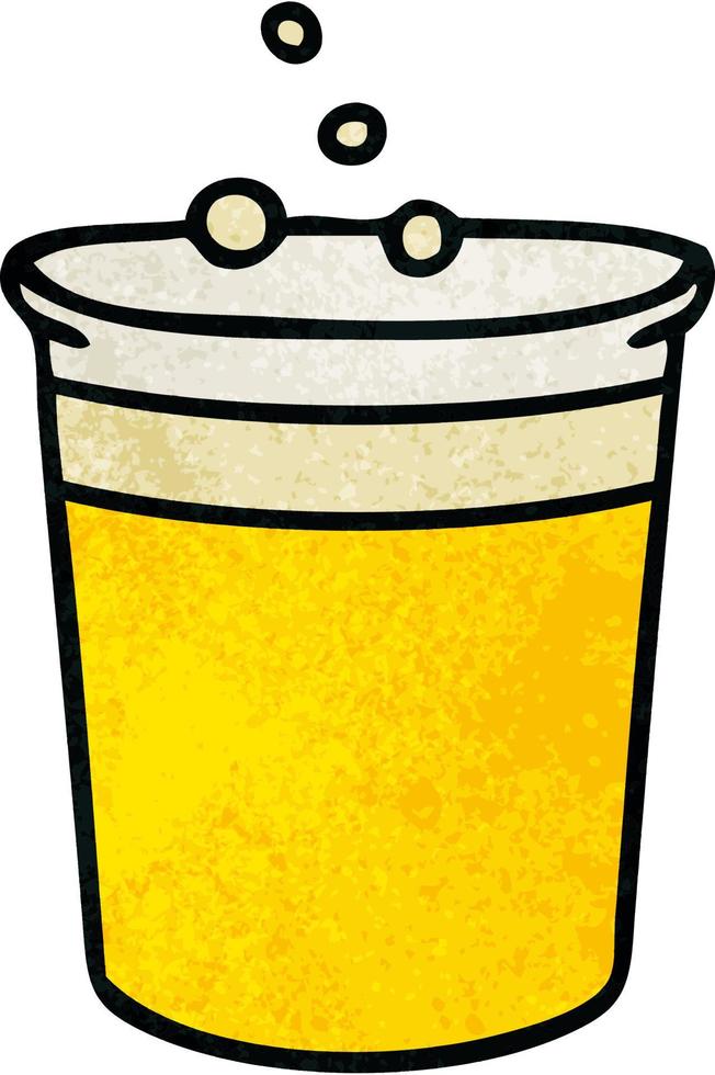 quirky hand drawn cartoon glass of beer vector