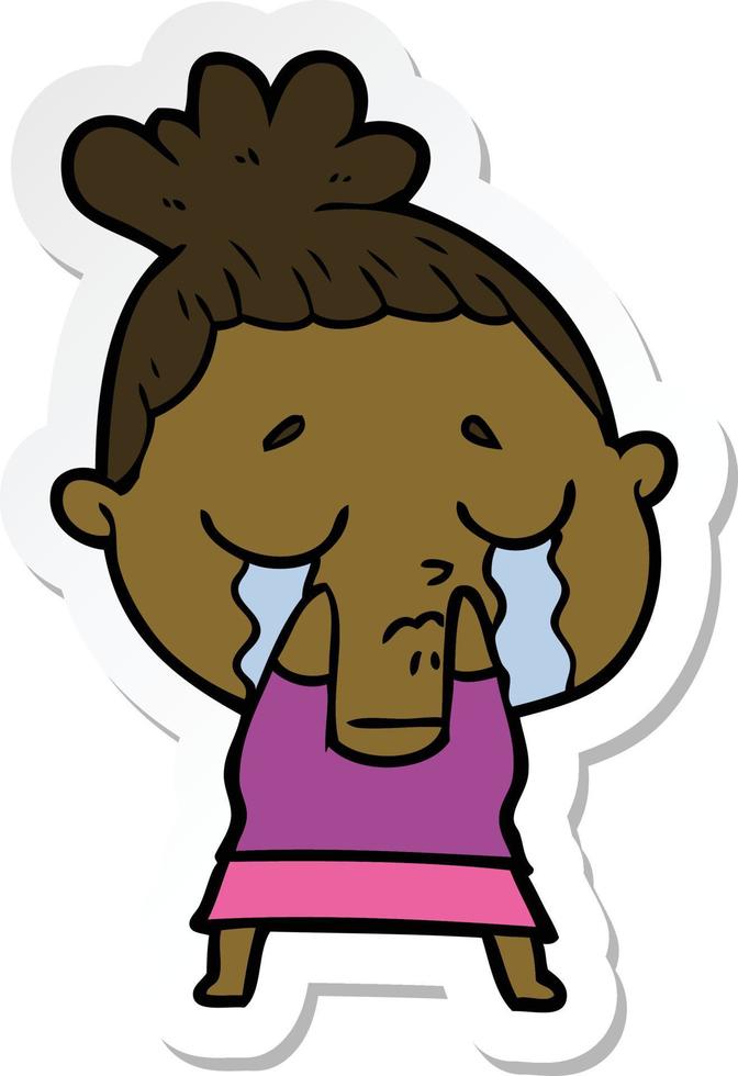 sticker of a cartoon crying woman vector