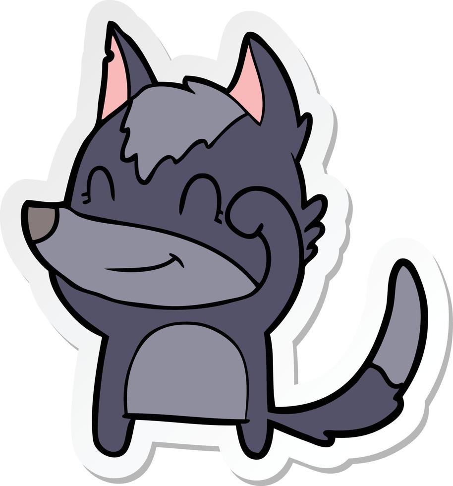 sticker of a friendly cartoon wolf vector