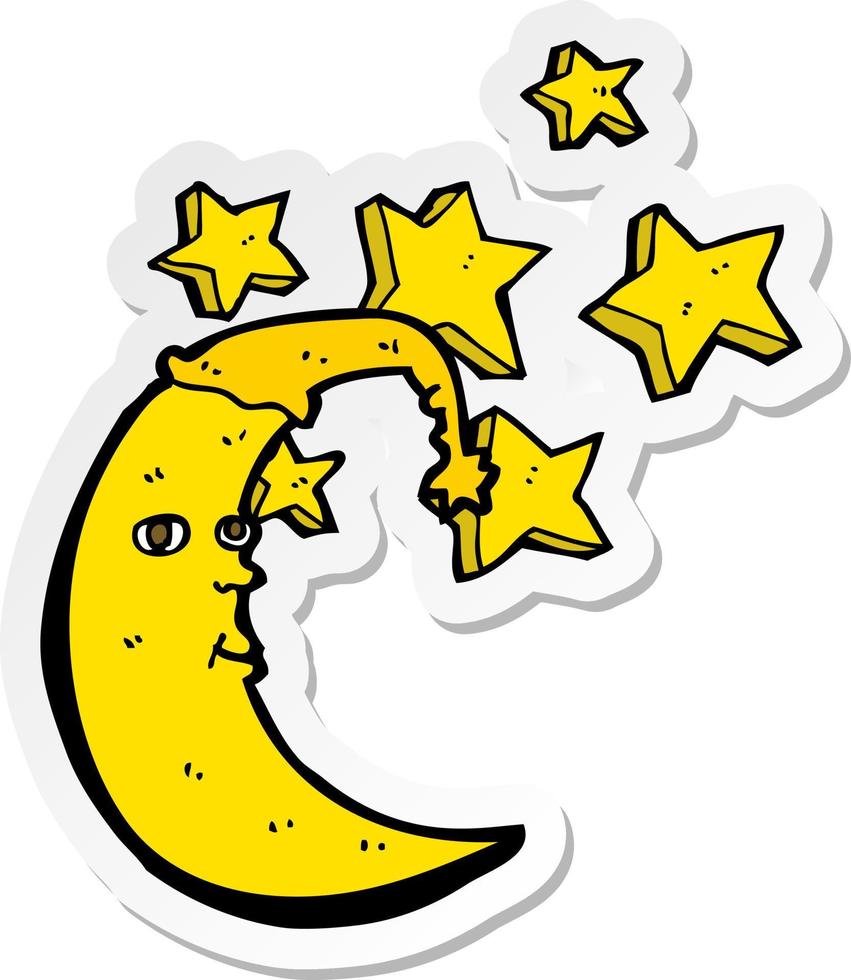 sticker of a sleepy moon cartoon vector