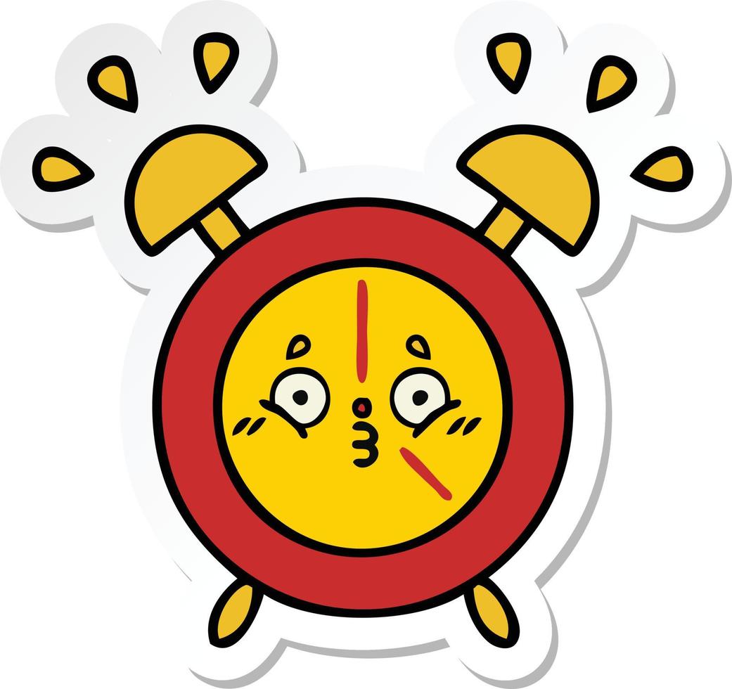 sticker of a cute cartoon alarm clock vector