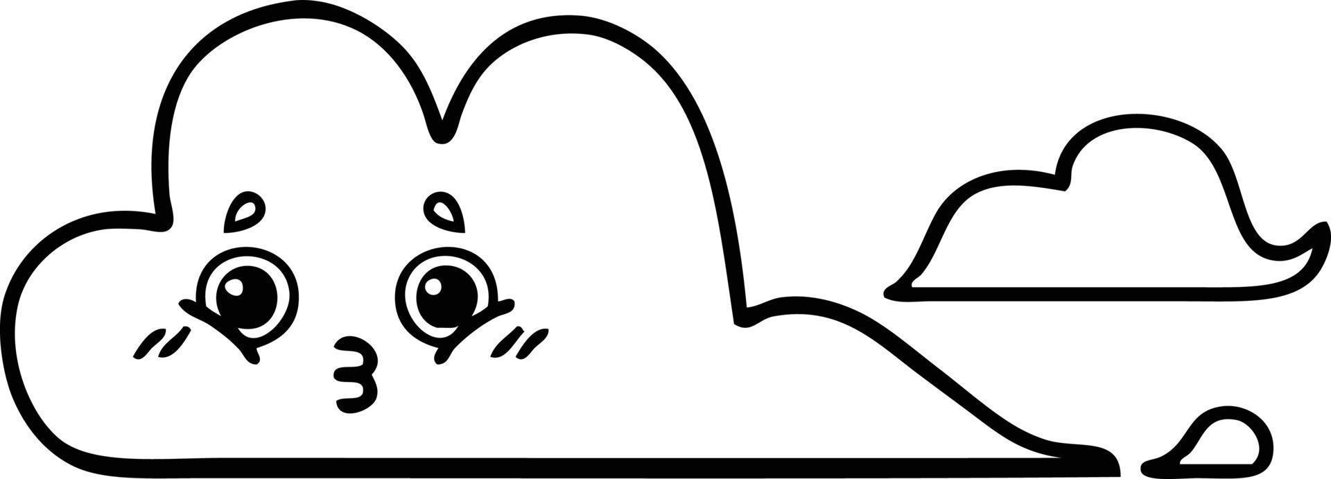 line drawing cartoon clouds vector