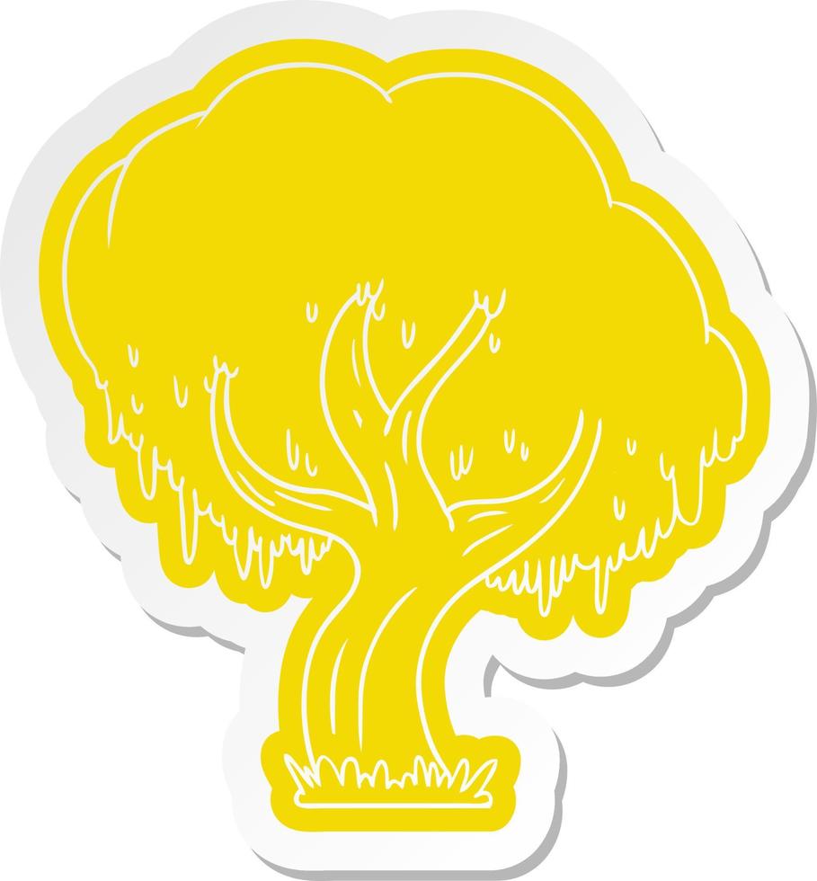 cartoon sticker of a green tree vector