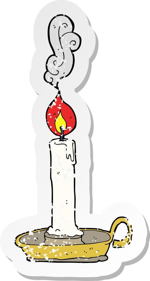 retro distressed sticker of a cartoon burning candle vector