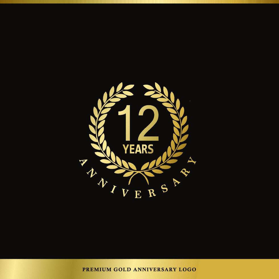 Luxury Logo Anniversary 12 Years Used for hotel, Spa, Restaurant, VIP, Fashion and Premium brand identity. vector