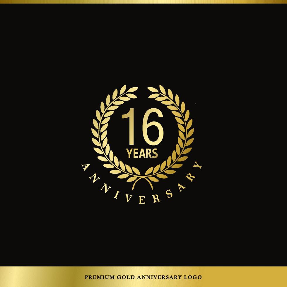 Luxury Logo Anniversary 16 Years Used for hotel, Spa, Restaurant, VIP, Fashion and Premium brand identity. vector