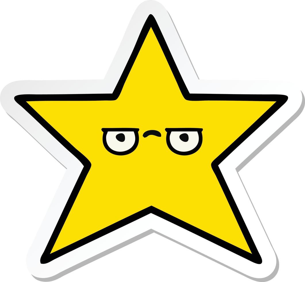 sticker of a cute cartoon gold star vector