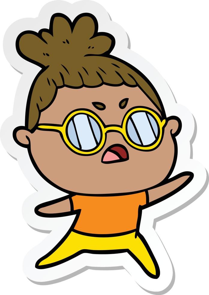 sticker of a cartoon annoyed woman vector