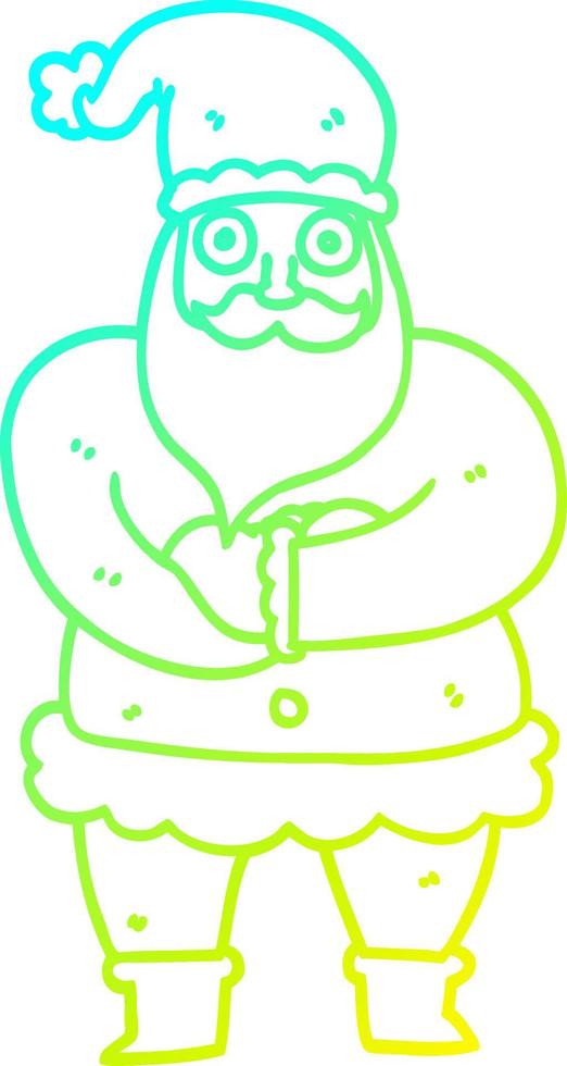 cold gradient line drawing cartoon santa vector