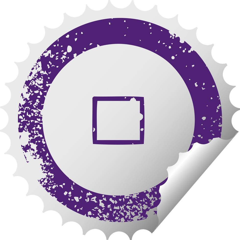distressed circular peeling sticker symbol stop button vector
