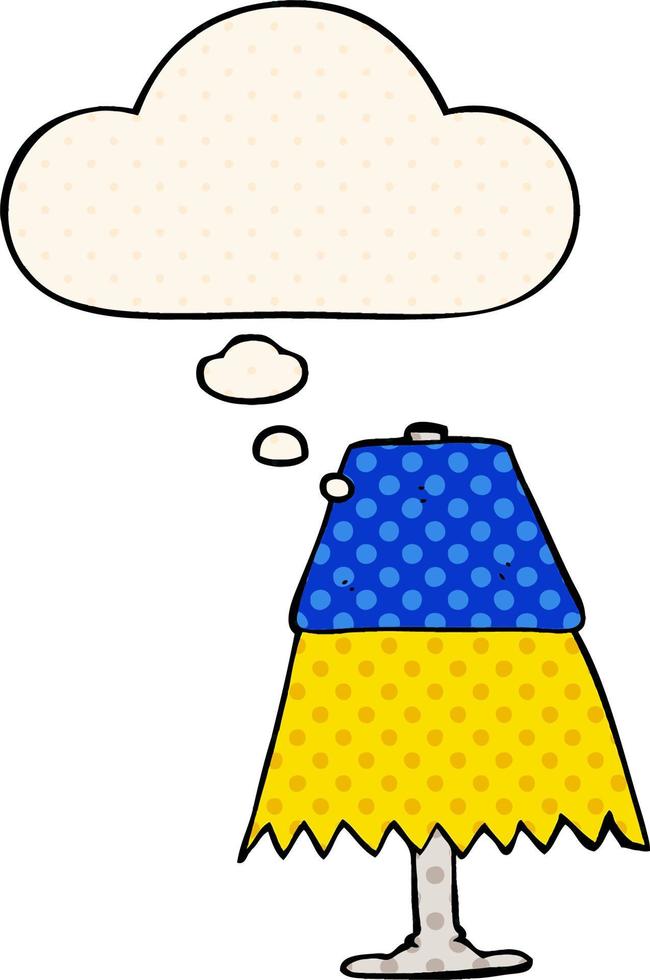 cartoon table lamp and thought bubble in comic book style vector