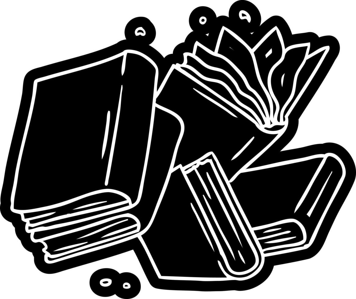cartoon icon drawing of a collection of books vector