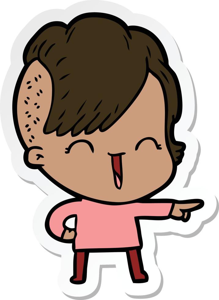 sticker of a cartoon happy hipster girl vector