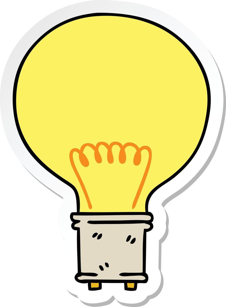 sticker of a quirky hand drawn cartoon light bulb vector