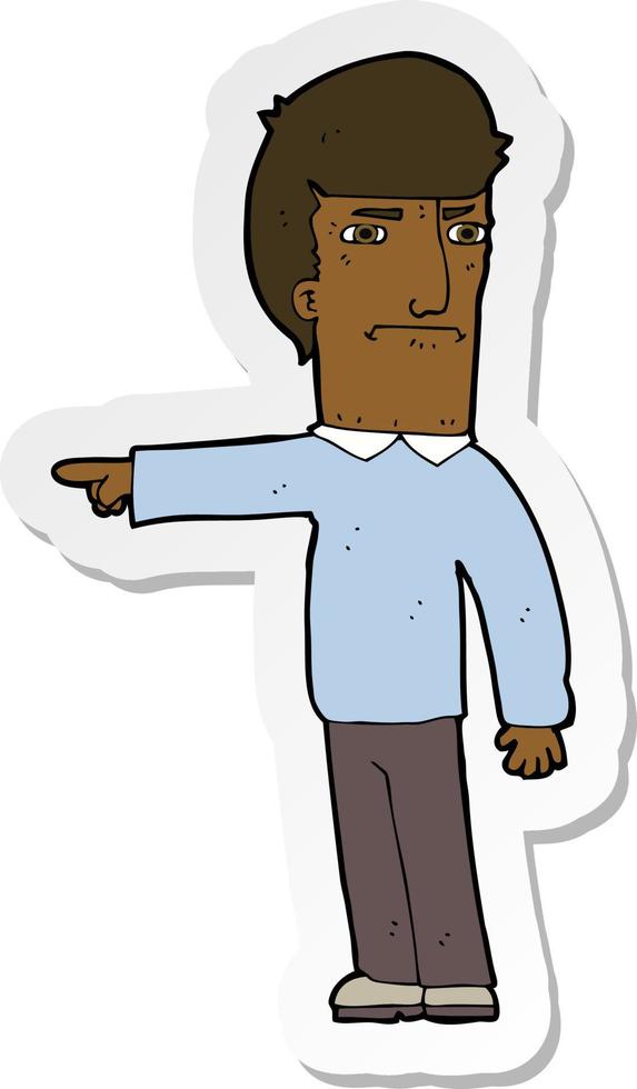 sticker of a cartoon man pointing vector
