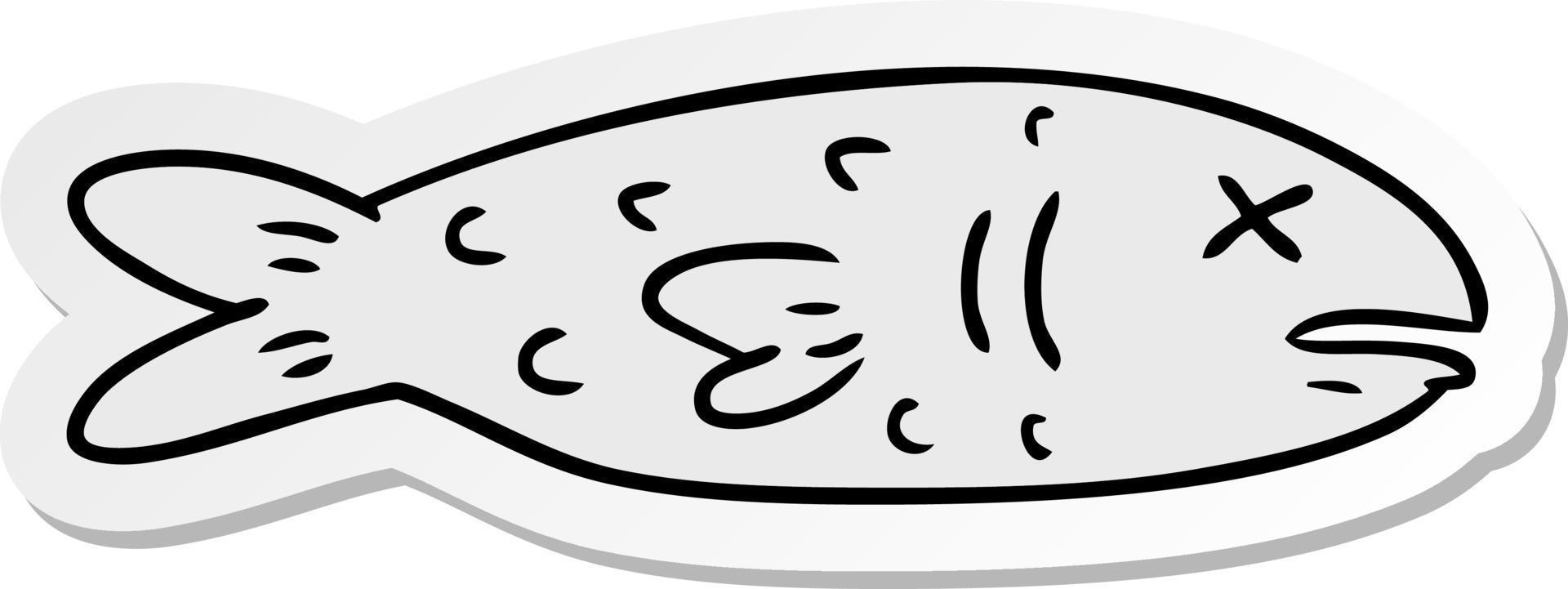 sticker cartoon doodle of a dead fish vector