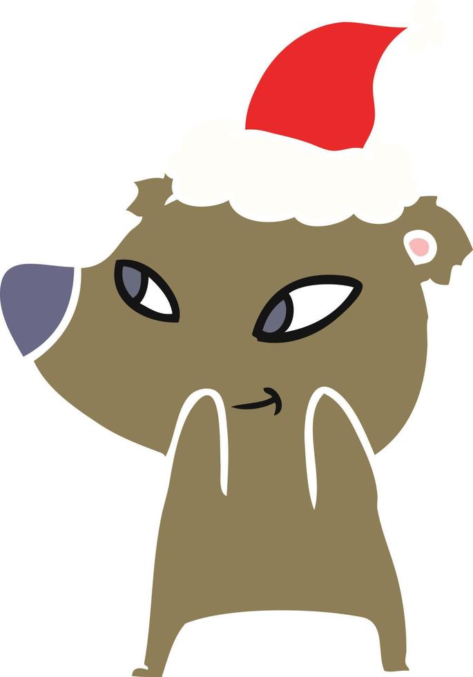 cute flat color illustration of a bear wearing santa hat 10548628