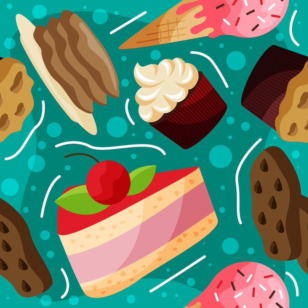 Cake and Desserts Seamless Background vector