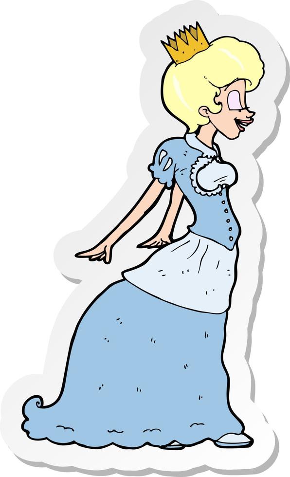 sticker of a cartoon princess vector