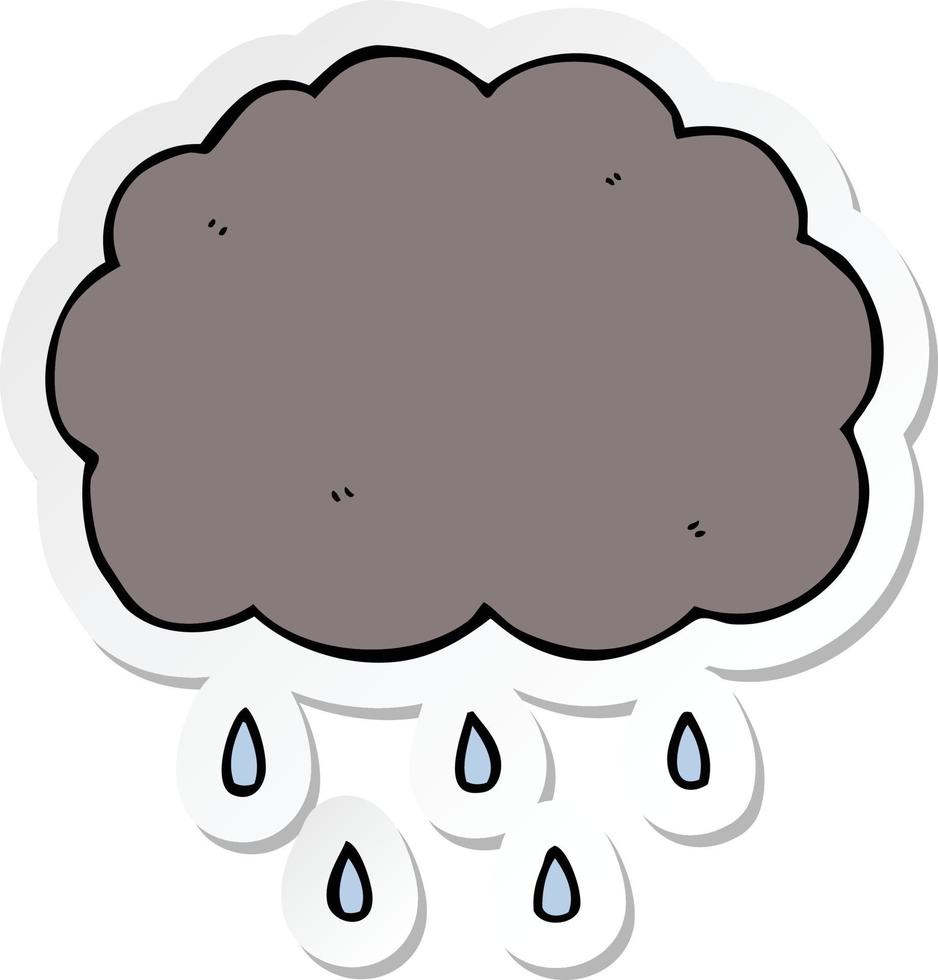 sticker of a cartoon cloud raining vector