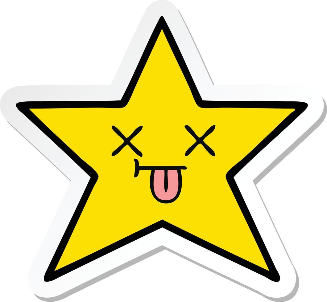 sticker of a cute cartoon gold star vector