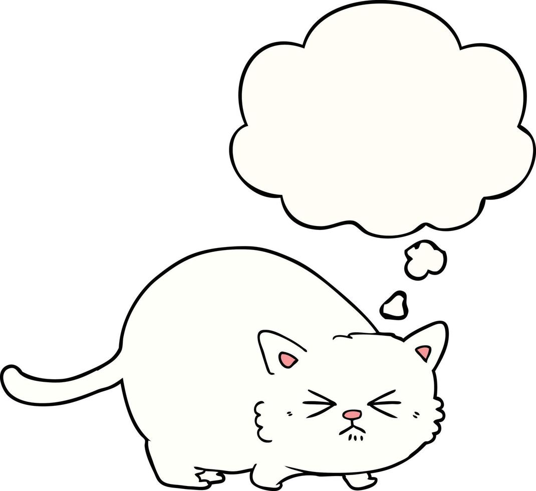 cartoon angry cat and thought bubble vector