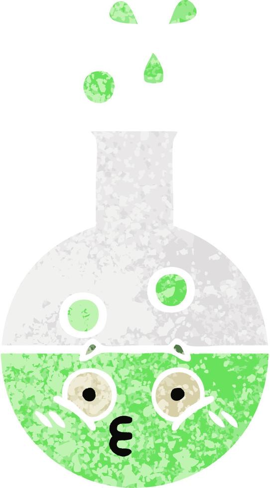 retro illustration style cartoon test tube vector